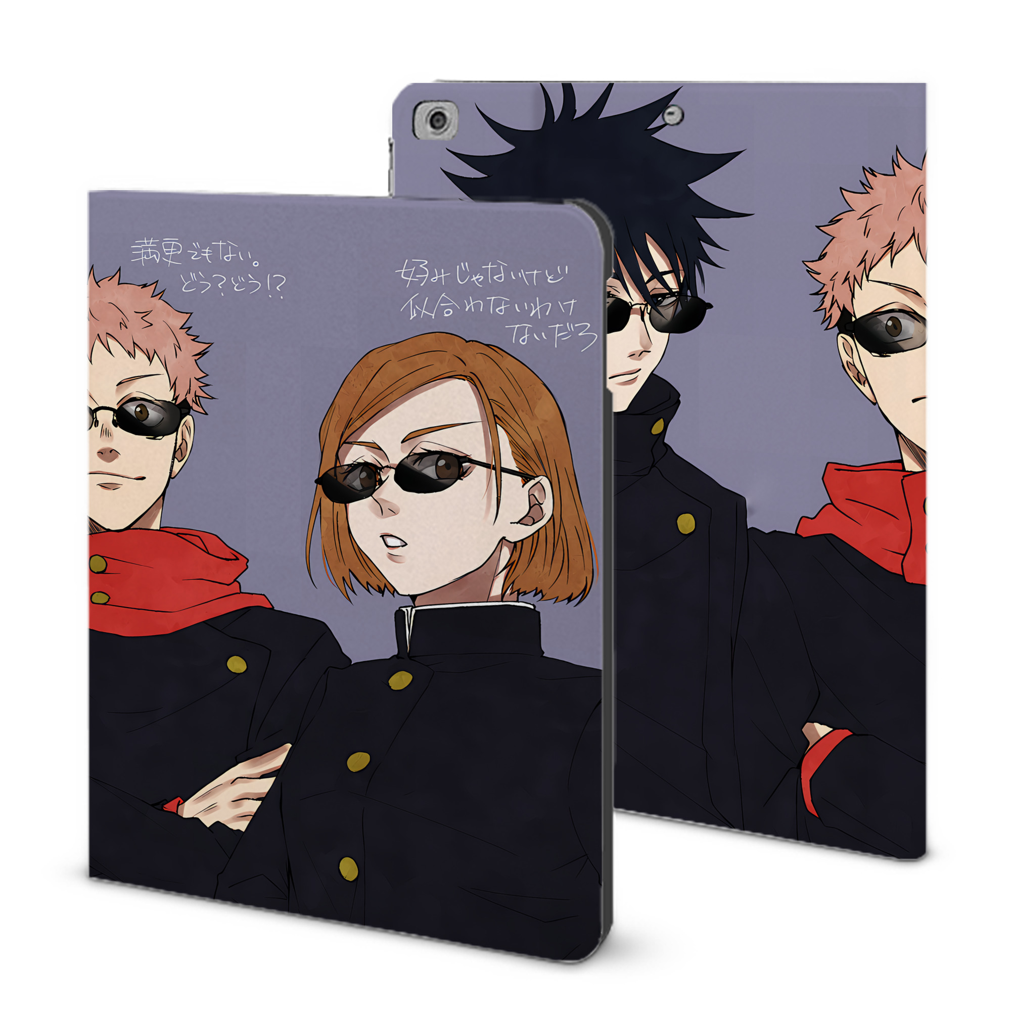（画像用） 呪術廻戦 Jujutsu Kaisen IPad ケース ブック型 PUレザー TPU 耐衝撃 軽量 薄型 ペン収納なし 全面保護 IPad 各モデル対応